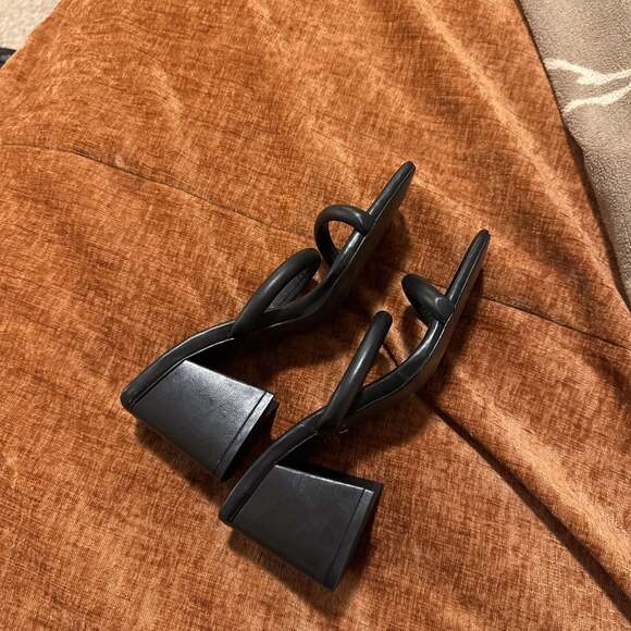 Free People Parker Double Strap Pillow Heels Black Leather - Picture 4 of 6